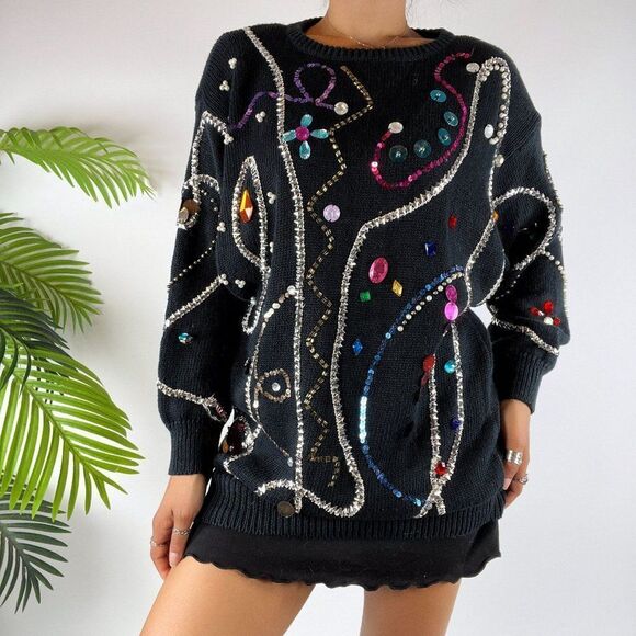 Women's Vintage 80s 90s Retro Indie Grunge Oversized Knit Grandma Sweater  Sz: S - Picture 5 of 7